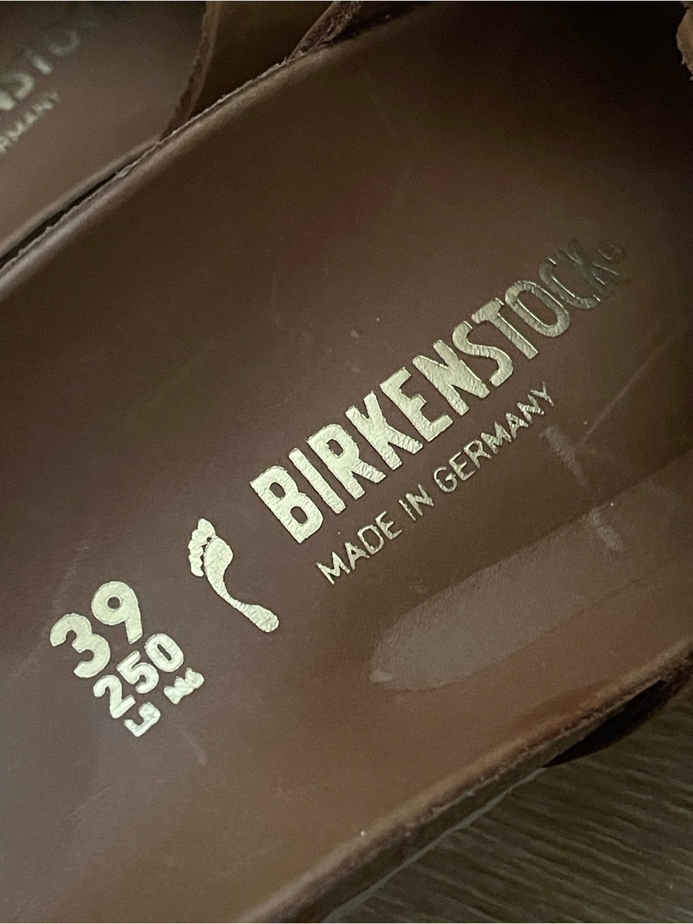 Birkenstock Madrid Big Buckle Cognac Leather Slide Sandals - Picture 6 of 15